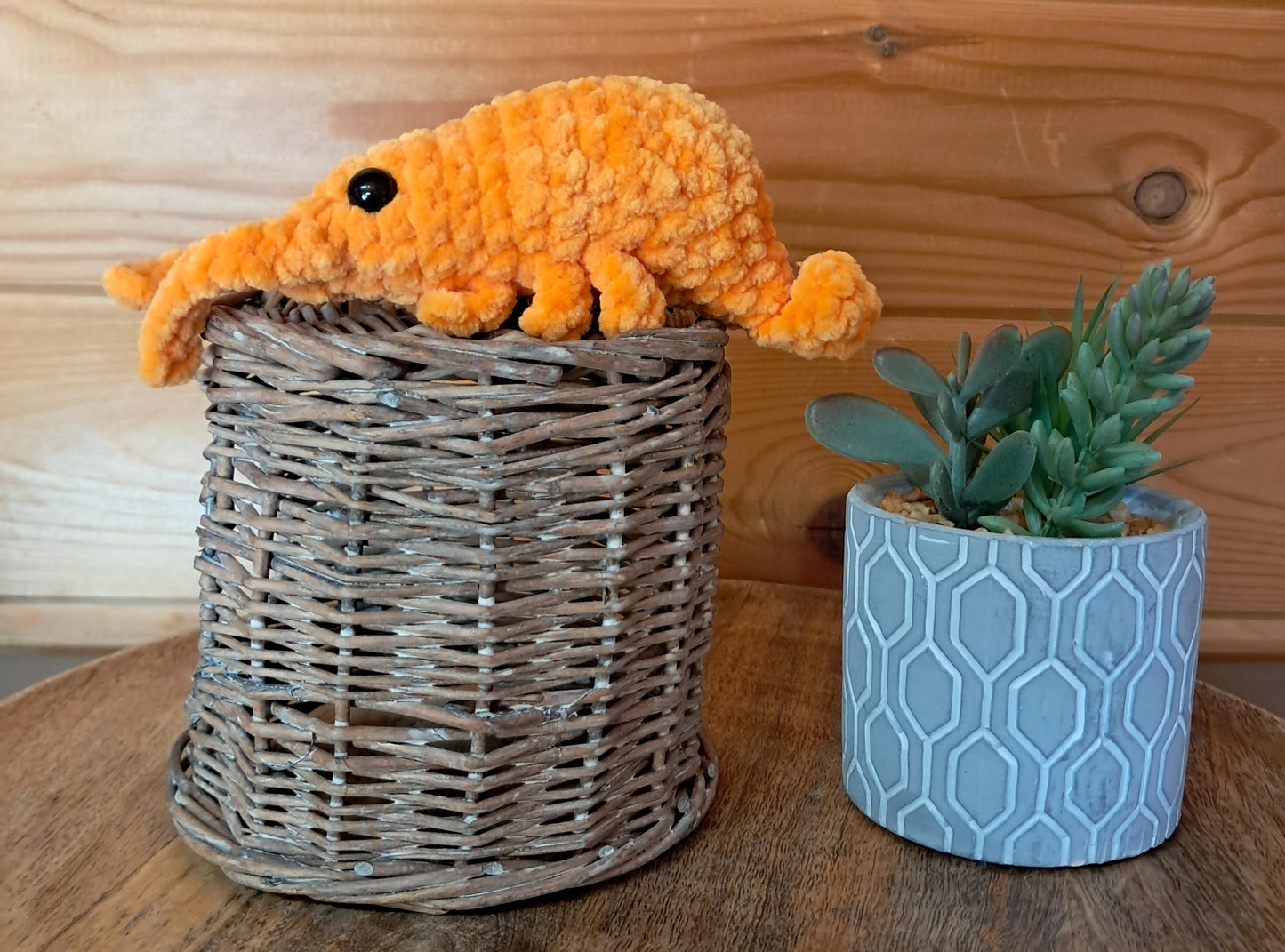 Kleine gehaakte garnaal-Handgemaakte amigurumi knuffel -Zeeleven-Oceaan-Uniek geschenk
