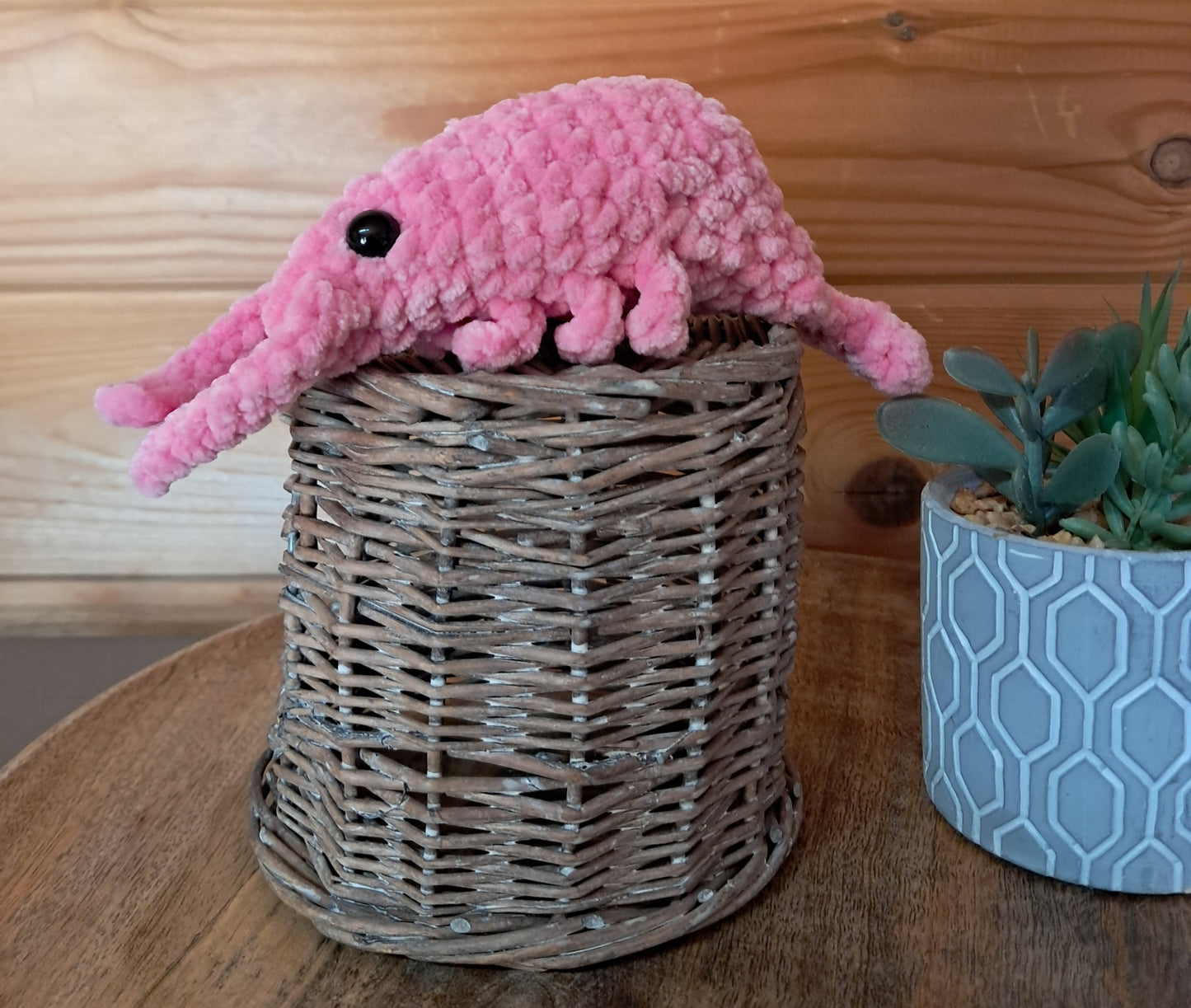 Kleine gehaakte garnaal-Handgemaakte amigurumi knuffel -Zeeleven-Oceaan-Uniek geschenk